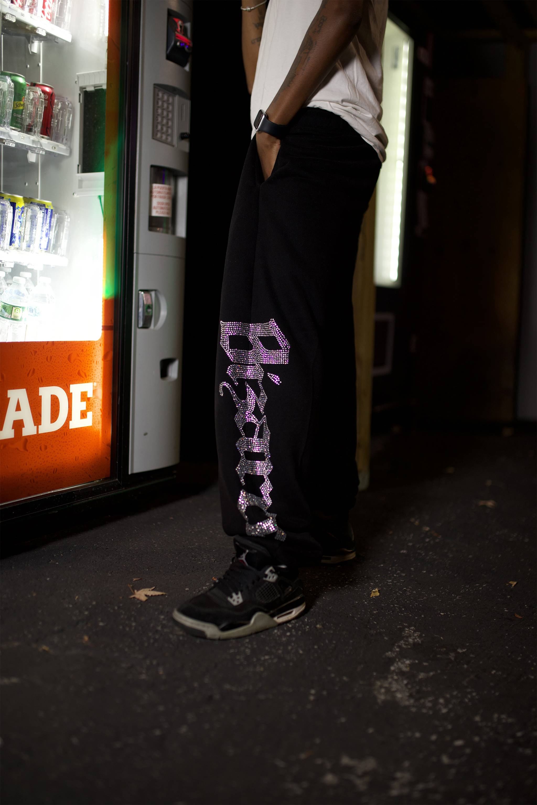 BIZR Rhinestone Sweatpants (BLACK)