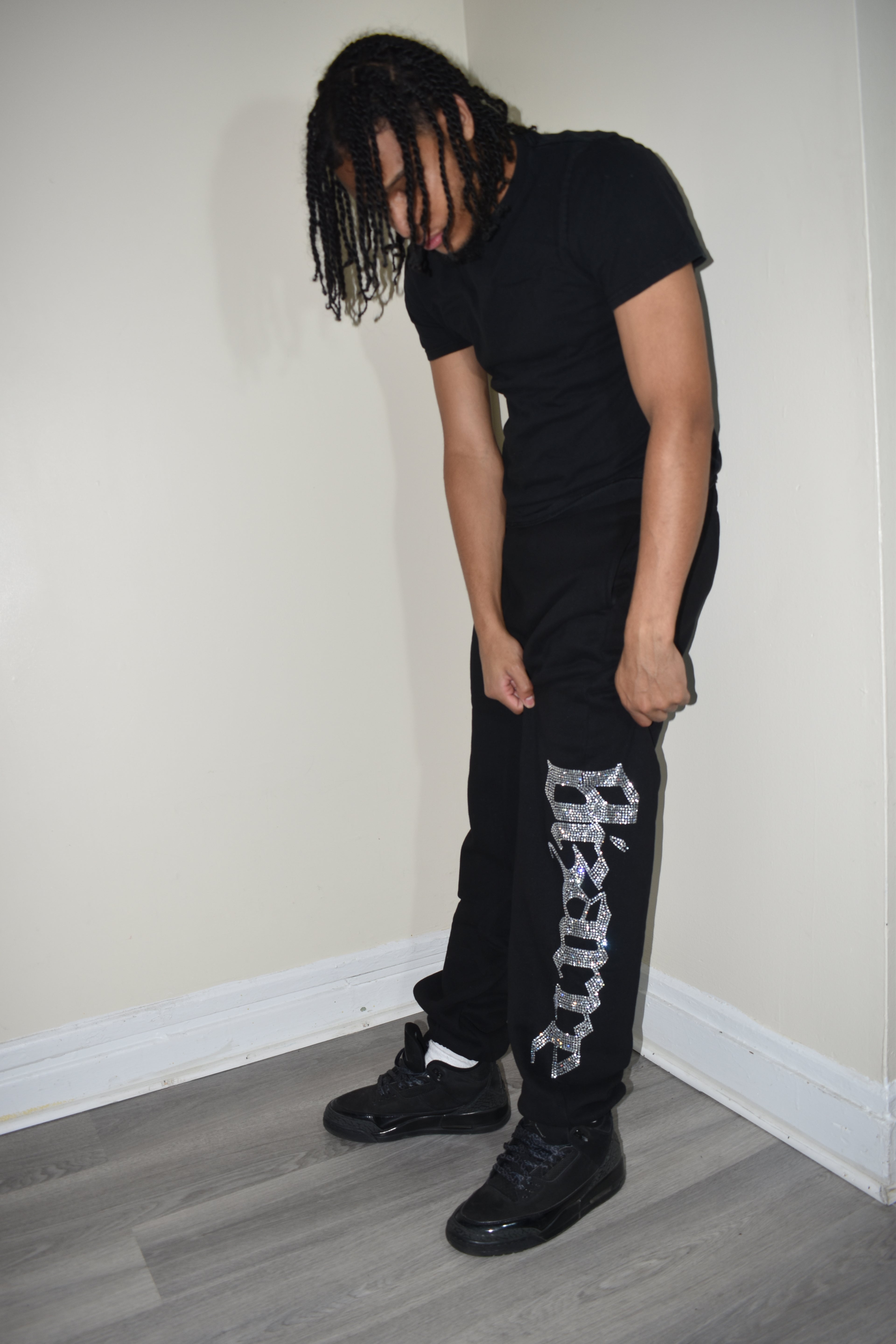 BIZR Rhinestone Sweatpants (BLACK)