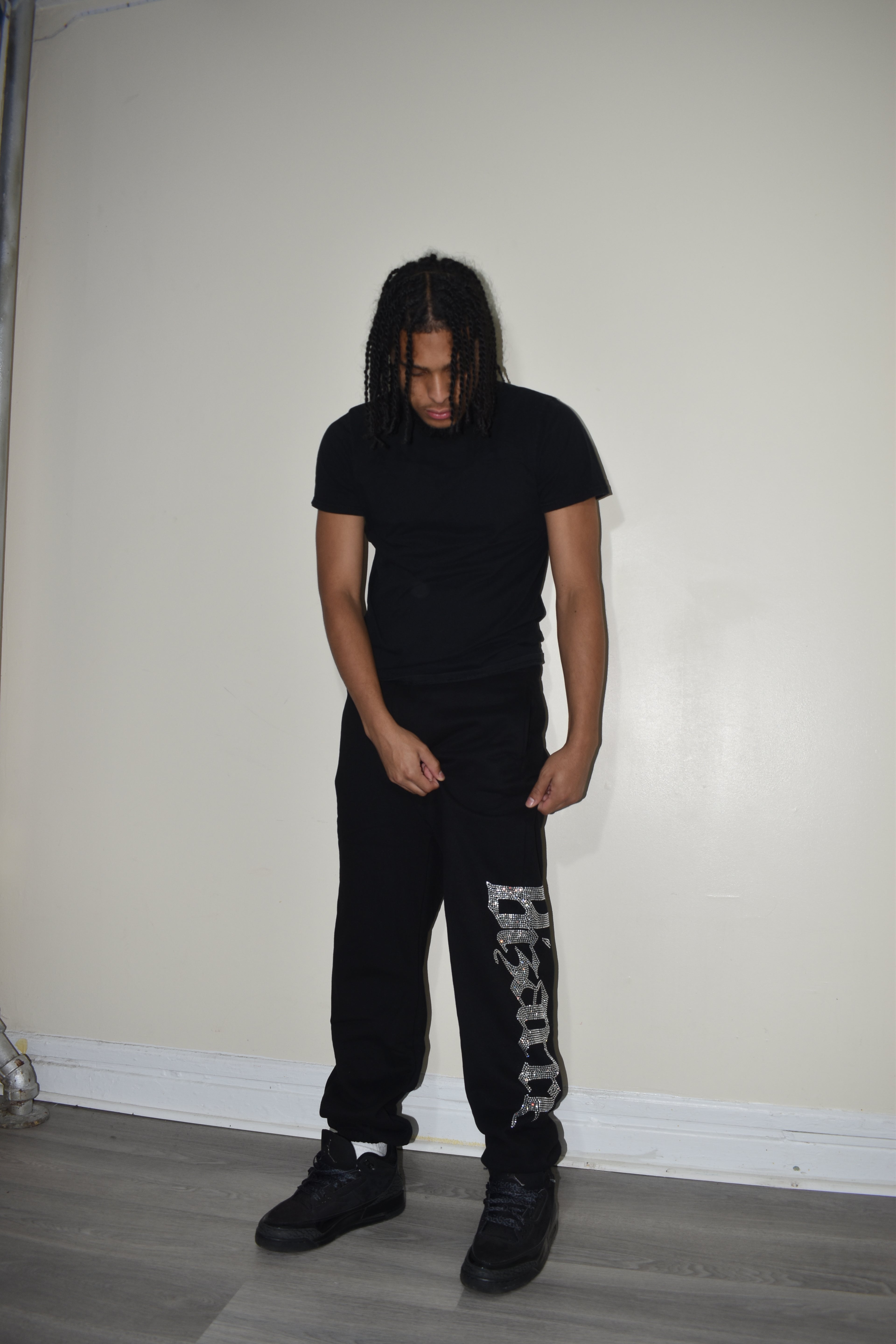 BIZR Rhinestone Sweatpants (BLACK)
